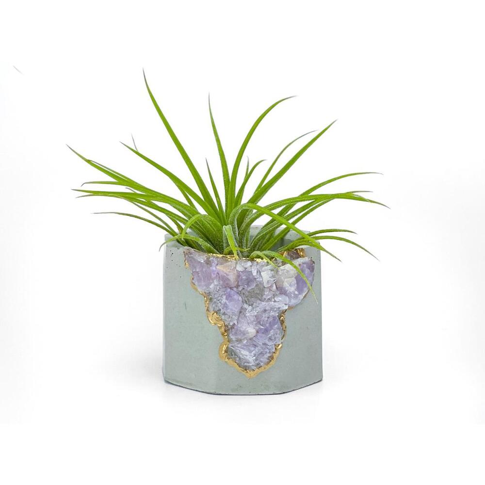 Amethyst Crystal Geode Planter Concrete Succulent Pot